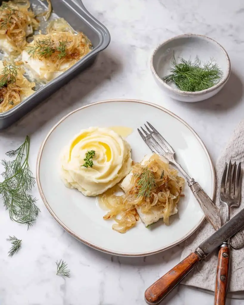 Hake with Onions and Dill Recipe