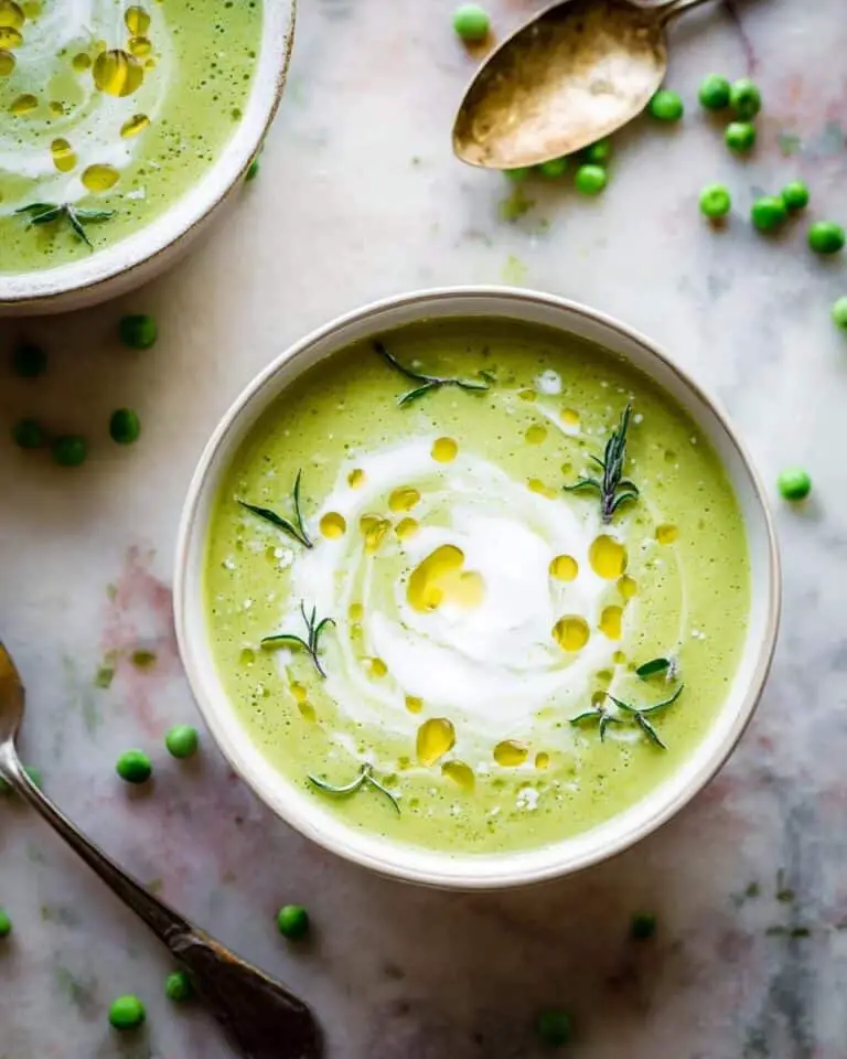 Chunky Pea and Leek Soup with Poached Eggs Recipe