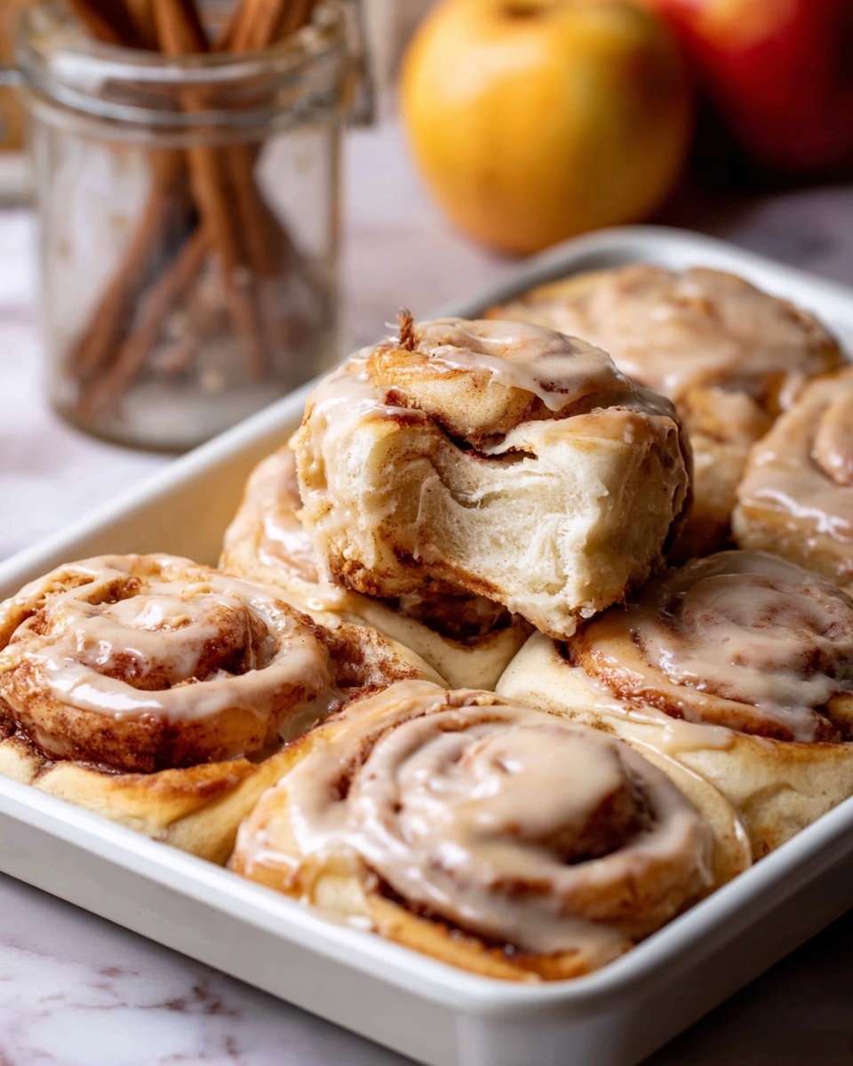 The image shows a close-up view of many cinnamon rolls placed closely together on a white marbled surface. Each roll has 3 to 4 visible layers of soft, light golden dough spiraled tightly with dark brown cinnamon filling inside. The cinnamon rolls are generously covered with a smooth layer of creamy, pale beige frosting that spreads thickly over the top and partly drips down the sides. The frosting has a glossy texture that catches light, creating a mix of shiny and soft matte highlights. The cinnamon filling is slightly caramelized, adding a rich reddish-brown color contrast to the creamy frosting and the light dough beneath. photo taken with an iphone --ar 4:5 --v 7