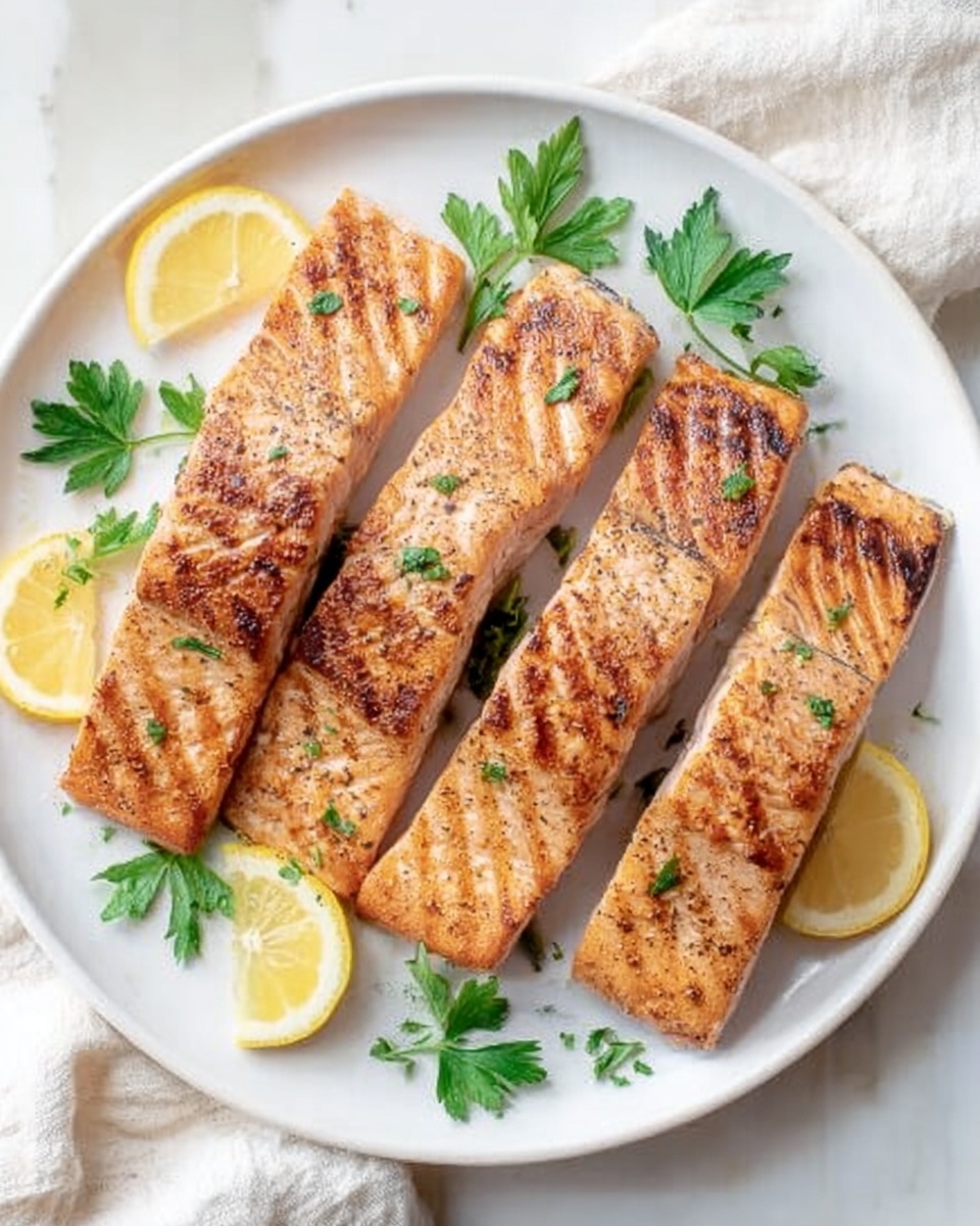 A dark bowl holds a piece of light orange cooked salmon placed slightly off center. The salmon rests on a light green creamy sauce that spreads across the bottom, with a smooth texture. Four lime slices, pale green with a juicy look, are arranged on and around the salmon, two on top and two beside it. Small green cilantro leaves are scattered around the fish and sauce. The bowl sits on a white marbled surface with a crumpled white cloth on one side. Photo taken with an iphone --ar 4:5 --v 7