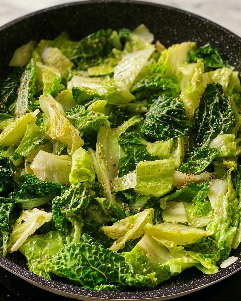 A close-up of a black speckled frying pan filled with chopped green cabbage leaves, showing a mix of light green and dark green textured layers with some small browned spots, under a transparent glass lid slightly tilted up. The cabbage pieces vary, some smooth and light while others have a wrinkled and darker texture, all looking fresh and lightly cooked. The pan sits on a white marbled surface. Photo taken with an iphone --ar 4:5 --v 7