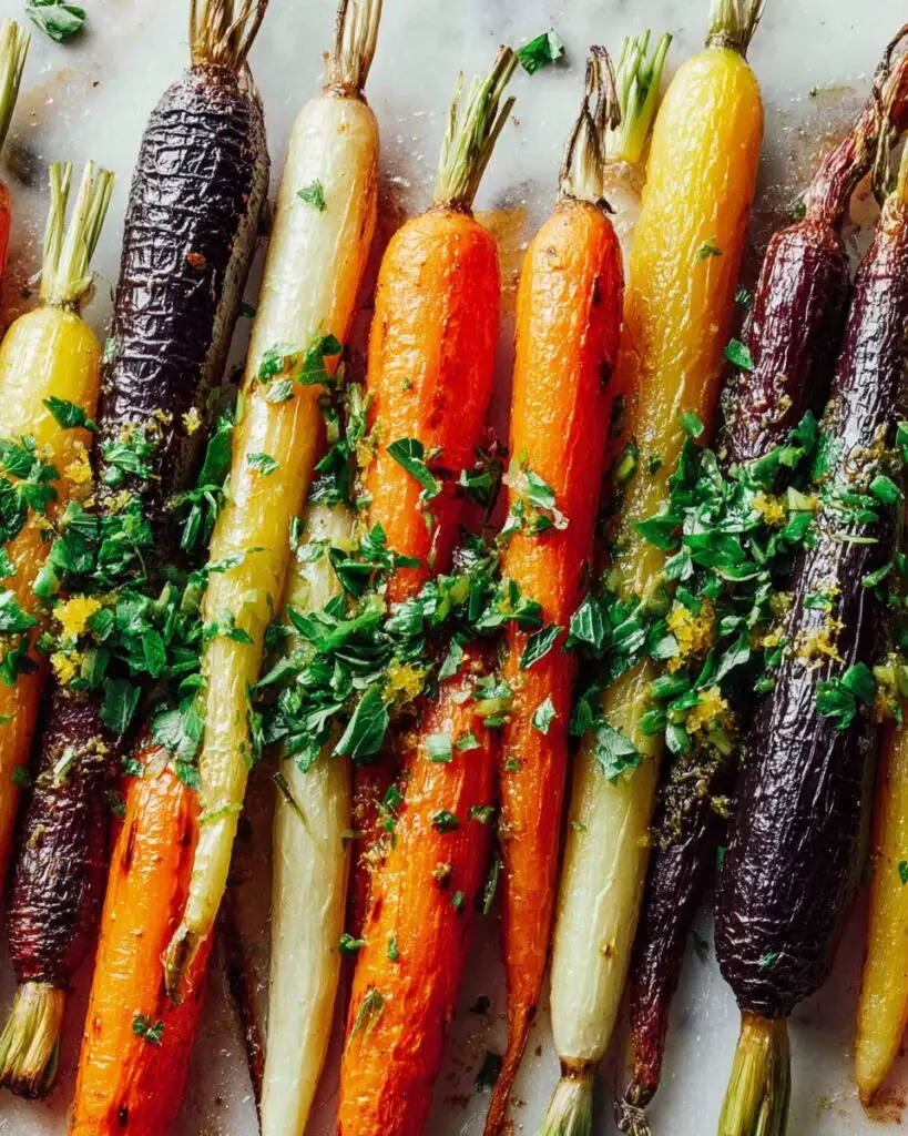 Roasted Rainbow Carrots with Tahini and Gremolata Recipe
