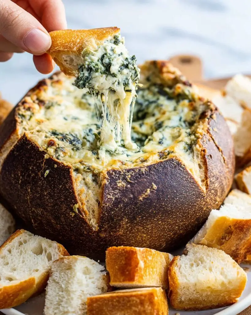 Cheesy Spinach Artichoke Bread Bowl Recipe