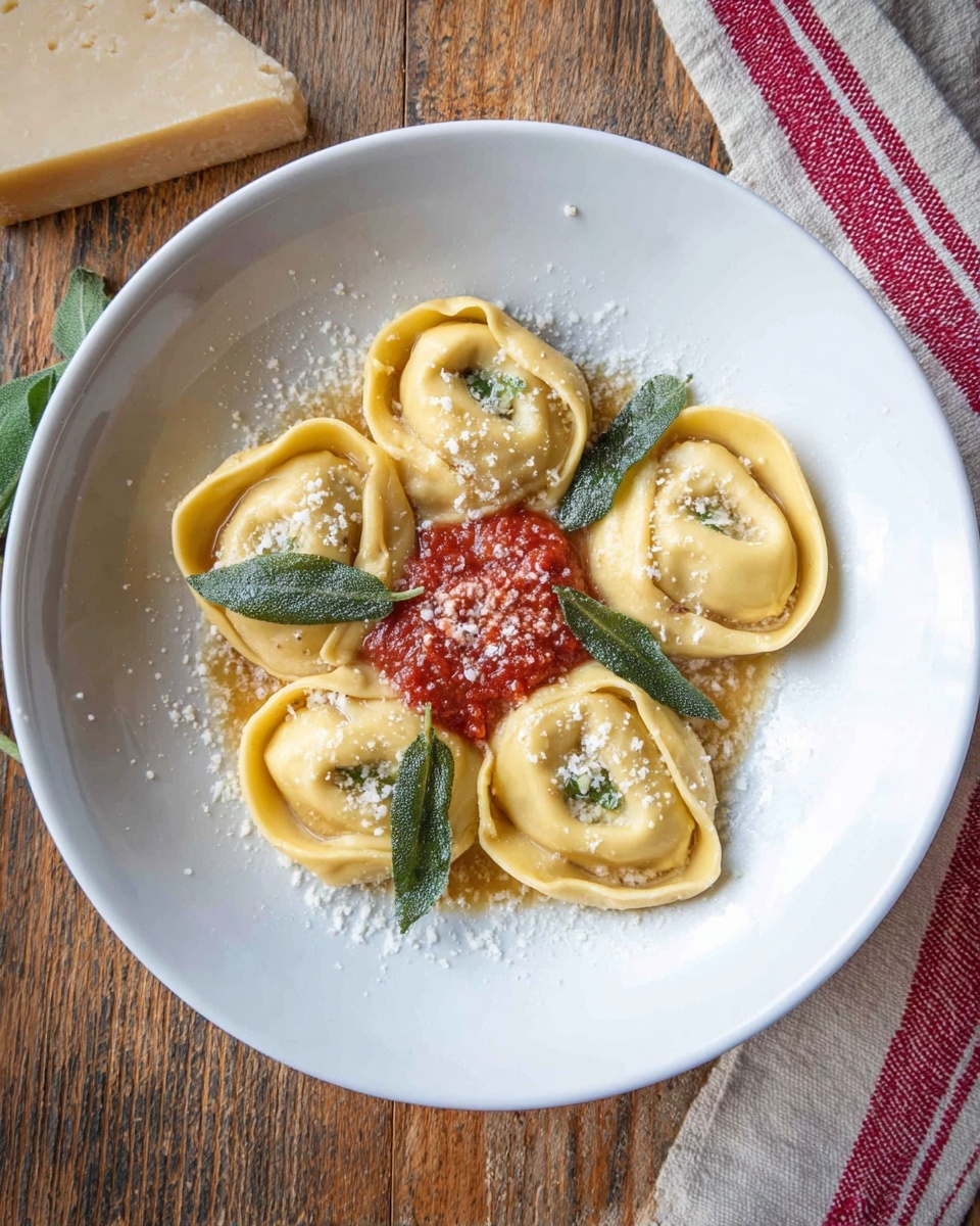 A white plate on a white marbled surface holds five plump ravioli, each with a smooth, pale yellow dough. A bright red tomato sauce is in the center of the plate, topped with a light dusting of grated white cheese. Green basil leaves are scattered on and around the ravioli, adding vibrant color. A silver fork lifts one ravioli, showing an orange filling inside. In the background, there is a piece of white cheese and a cheese grater on the wooden table. photo taken with an iphone --ar 4:5 --v 7