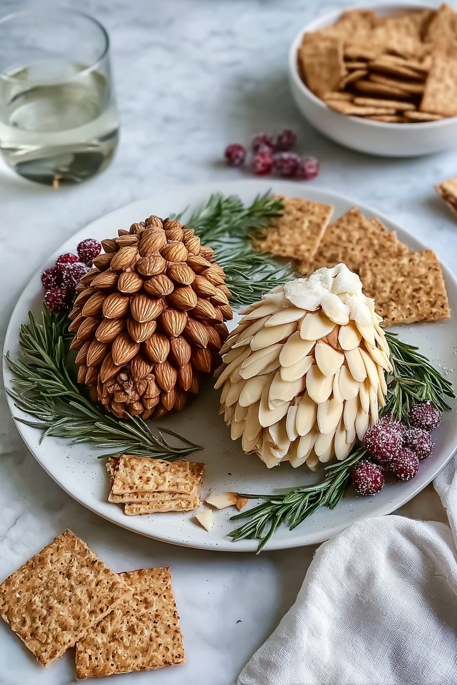 Pinecone Cheese Ball with Almonds and Rosemary Recipe - Serving