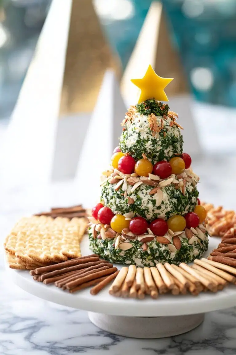 Christmas Tree Cheddar Cheese Ball Recipe