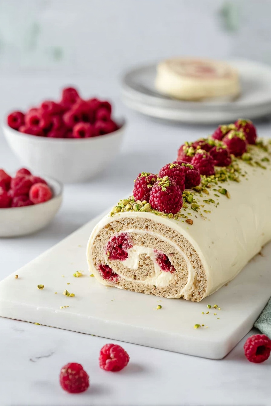 Christmas Raspberry Pistachio Swiss Roll Recipe - Serving