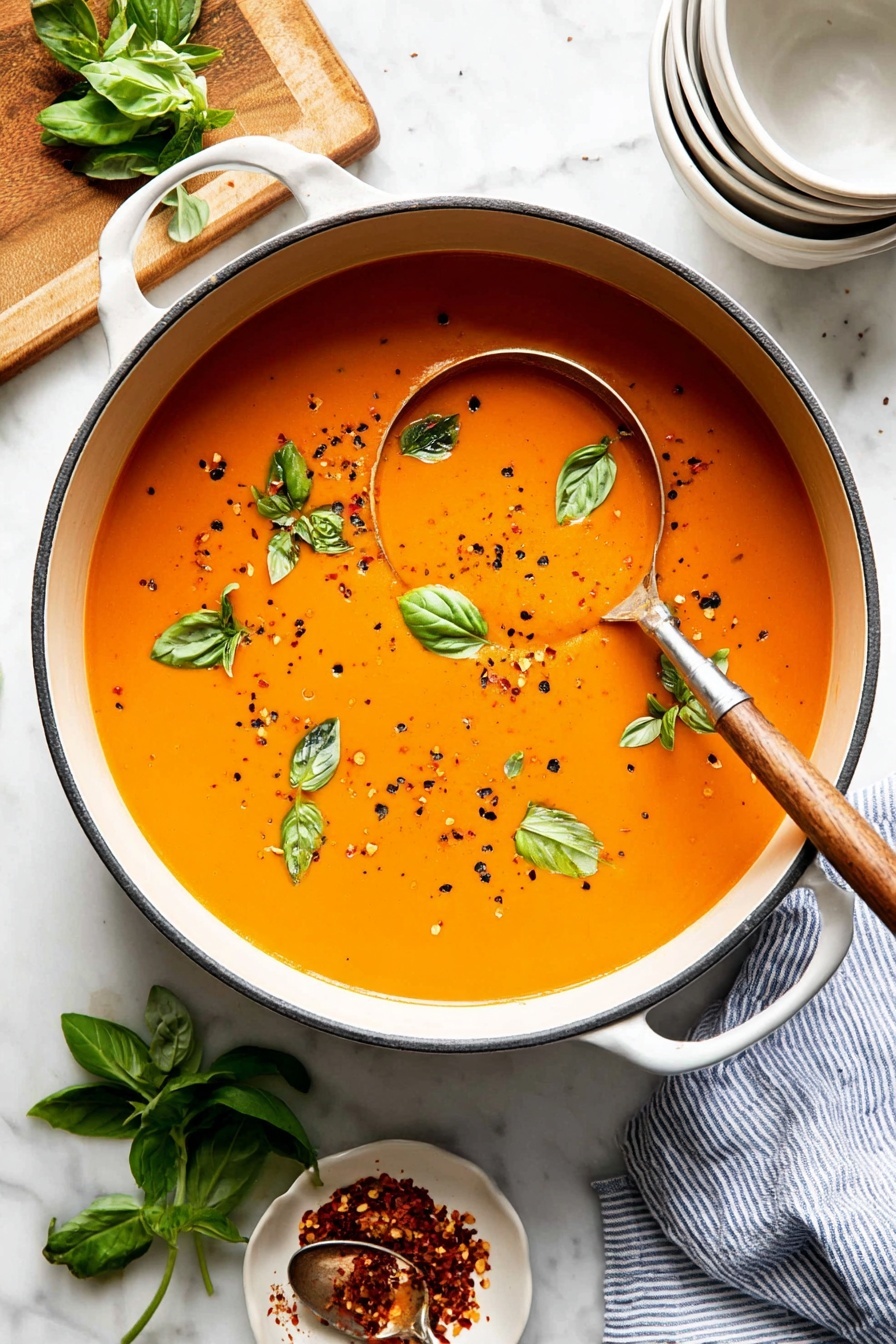 Creamy Tomato Soup with Fresh Basil Recipe - Serving