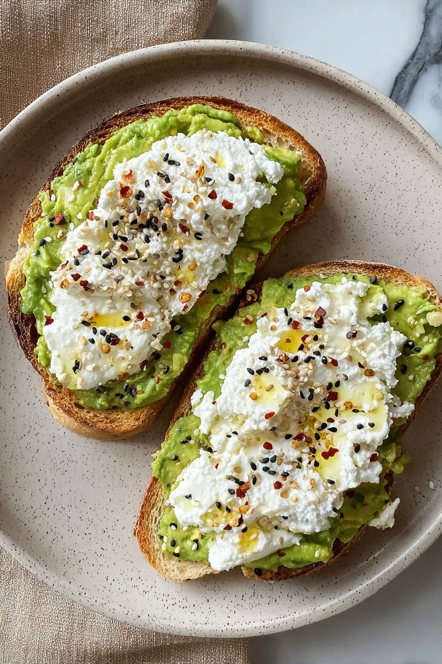 Creamy Avocado Cottage Cheese Toast Recipe - Serving