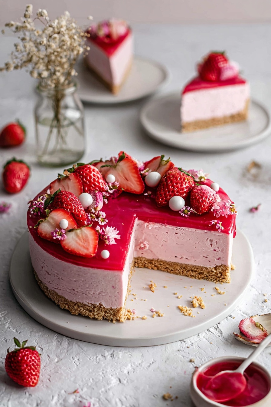 Vegan Strawberry Cheesecake Recipe - Serving